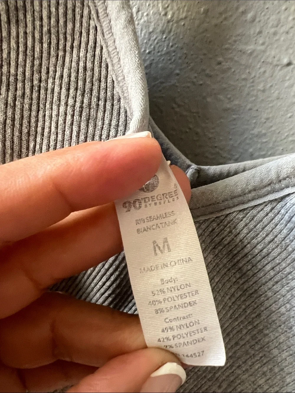 90 Degree By Reflex Ribbed V-Neck Sports Bralette in Light Gray - Picture 6 of 7